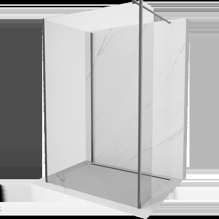 Mexen Kioto sprchová stena Walk-in 120 x 80 x 30 cm, transparentná, brúsená gun gray - 800-120-080-221-66-00-030