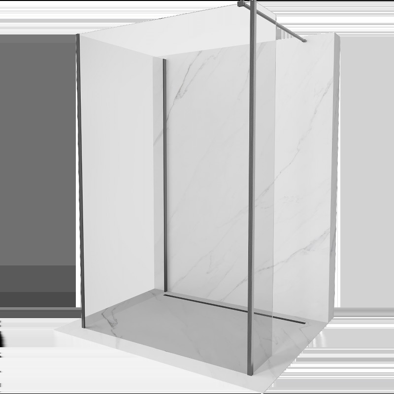 Mexen Kioto sprchová stena Walk-in 140 x 80 x 30 cm, transparentná, gun gray brúsený - 800-140-080-221-66-00-030