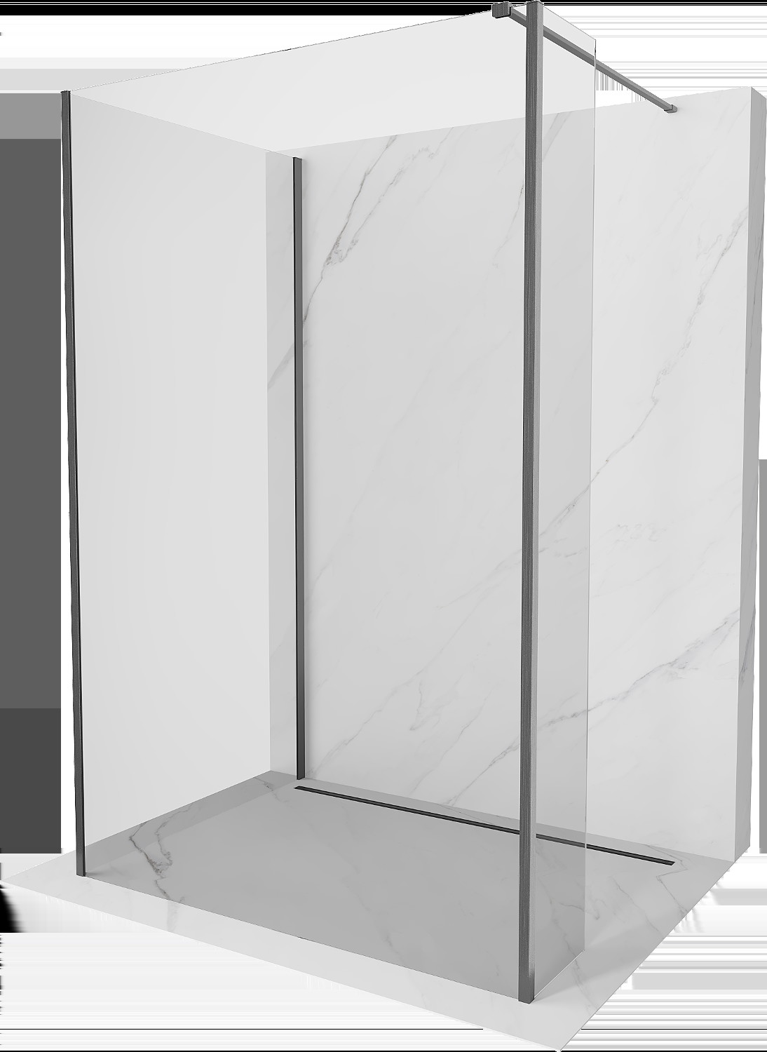 Mexen Kioto sprchová stena Walk-in 140 x 80 x 30 cm, transparentná, gun gray brúsený - 800-140-080-221-66-00-030