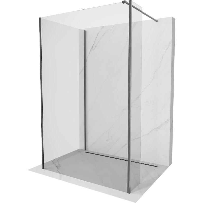 Mexen Kioto sprchová stena Walk-in 120 x 85 x 30 cm, transparentná, gun gray brúsená - 800-120-085-221-66-00-030