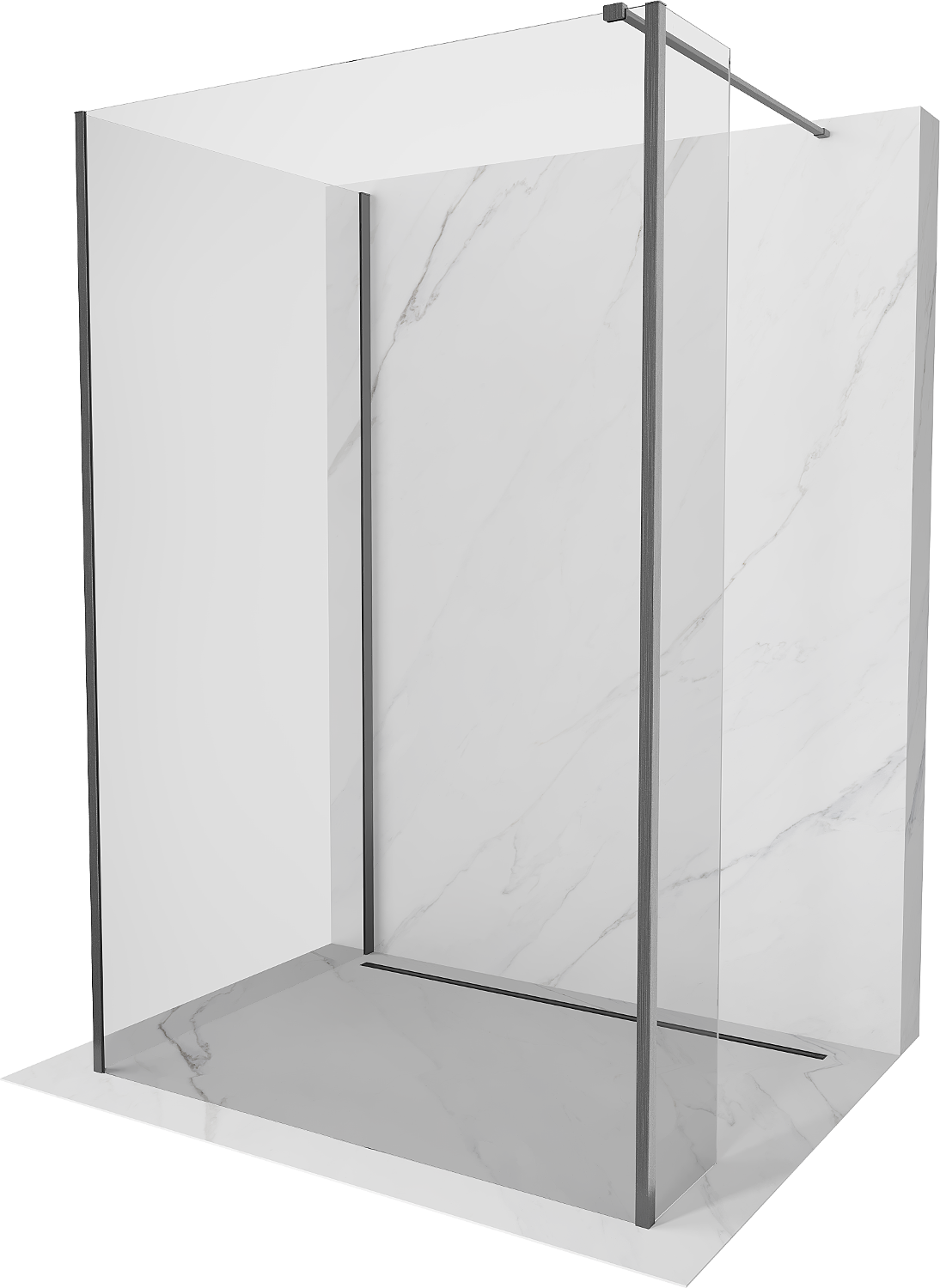 Mexen Kioto sprchová stena Walk-in 120 x 85 x 30 cm, transparentná, gun gray brúsená - 800-120-085-221-66-00-030