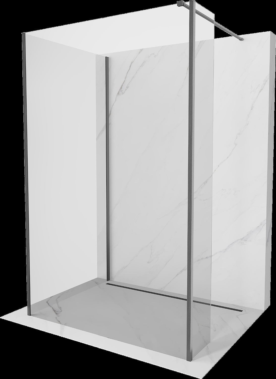 Mexen Kioto Walk-in sprchová stena 105 x 90 x 30 cm, transparentná, gun gray brúsená - 800-105-090-221-66-00-030