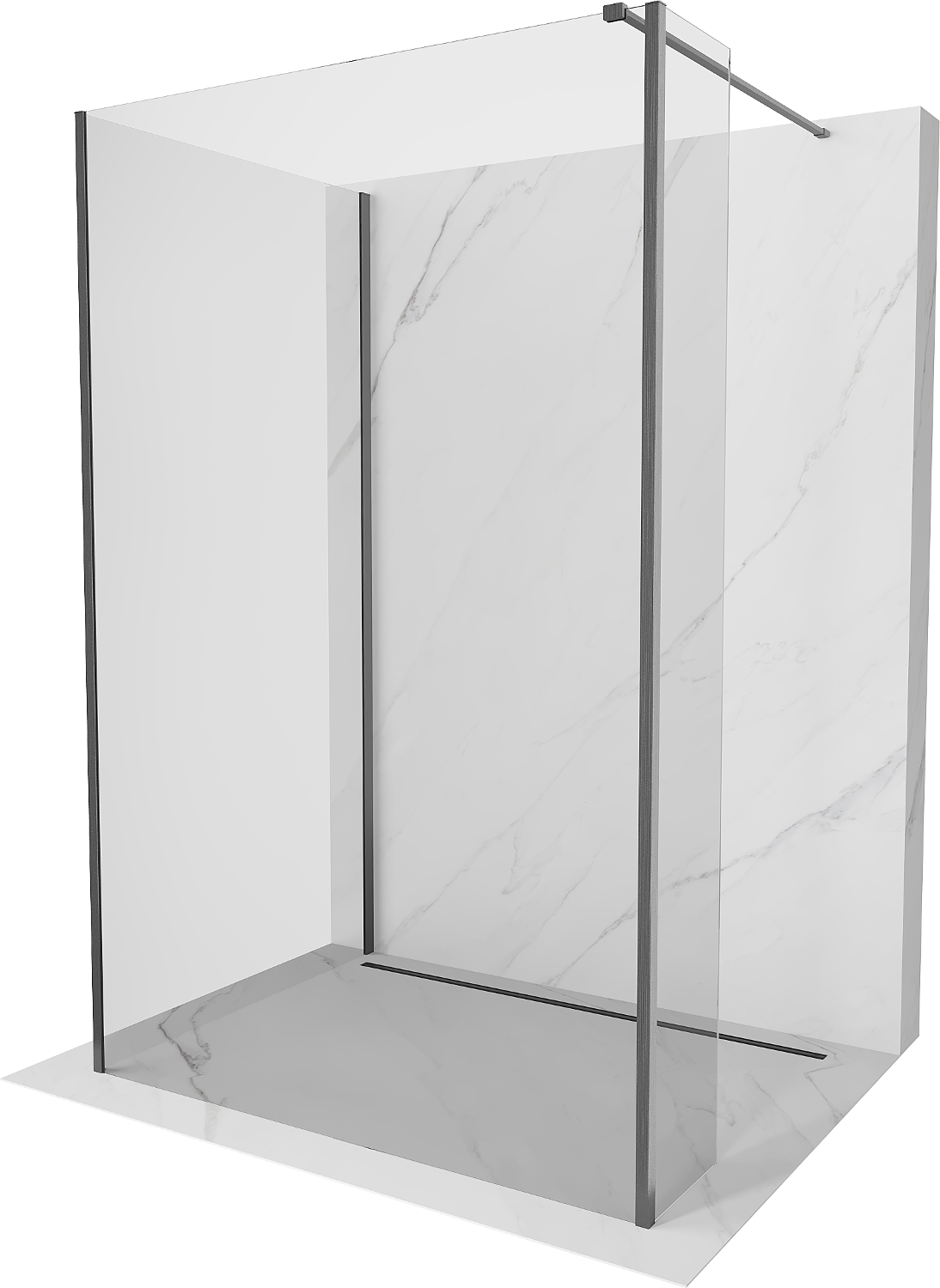 Mexen Kioto sprchová stena Walk-in 130 x 110 x 30 cm, transparentná, gun gray brúsená - 800-130-110-221-66-00-030