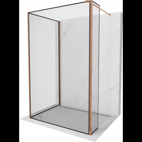 Mexen Kioto sprchová stena Walk-in 140 x 110 x 30 cm, čierny vzor, ružové zlato - 800-140-110-221-60-70-030