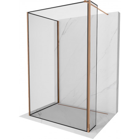 Mexen Kioto sprchová stěna Walk-in 130 x 80 x 40 cm, černý vzor, růžové zlato - 800-130-080-221-60-70-040