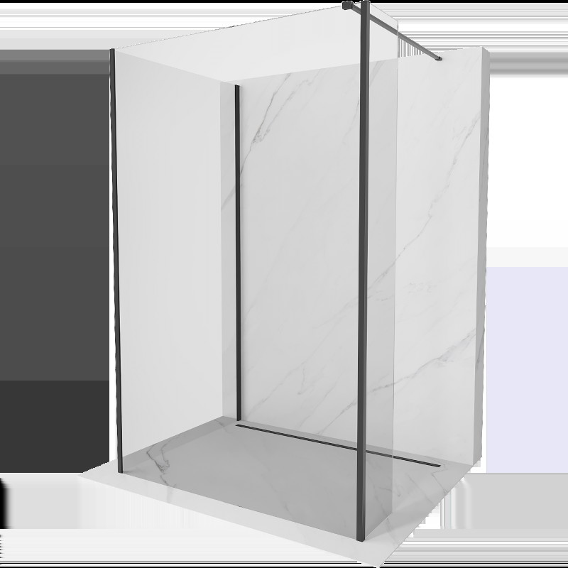 Mexen Kioto nástenný sprchový panel Walk-in 110 x 100 x 30 cm, transparentný, čierny - 800-110-100-221-70-00-030