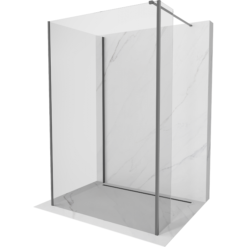 Mexen Kioto sprchová stena Walk-in 100 x 80 x 30 cm, transparentná, gun metal - 800-100-080-221-95-00-030