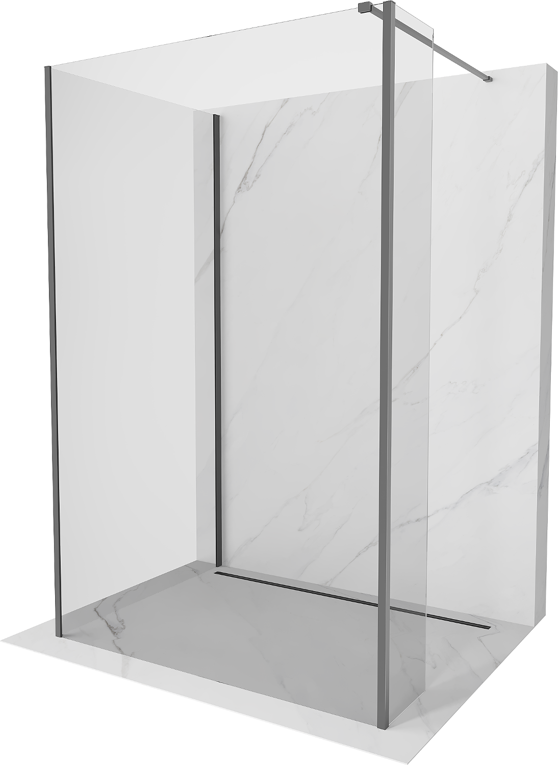 Mexen Kioto sprchová stena Walk-in 100 x 80 x 30 cm, transparentná, gun metal - 800-100-080-221-95-00-030