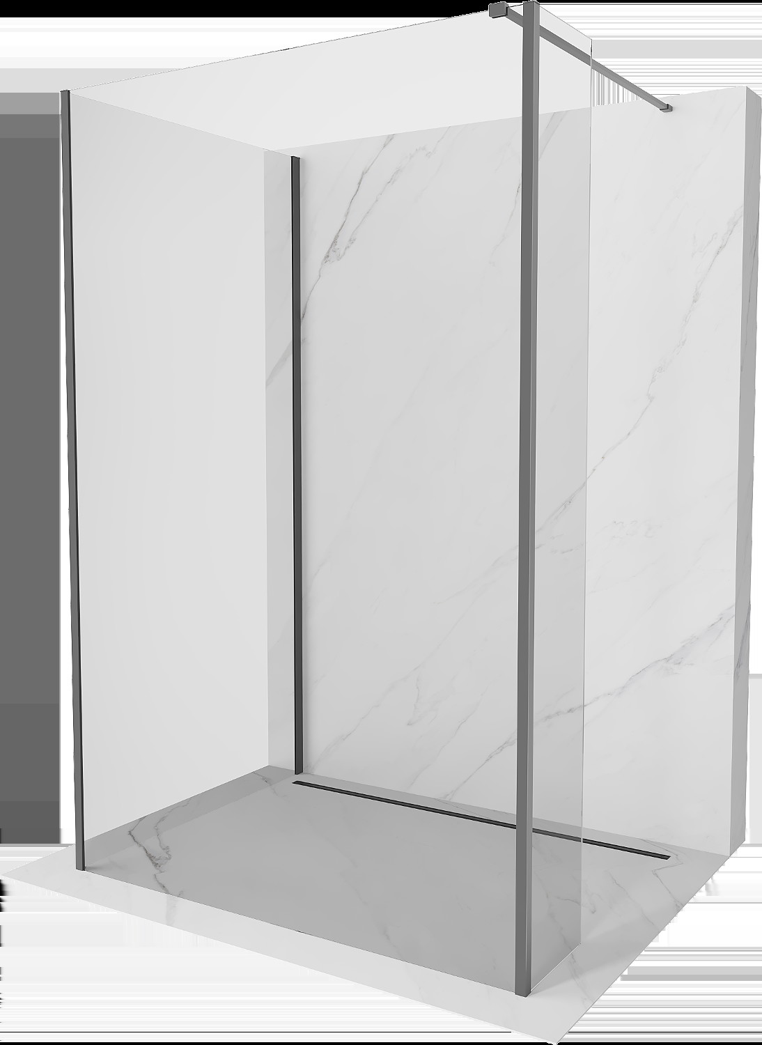 Mexen Kioto sprchová stena Walk-in 130 x 100 x 30 cm, transparentná, gun metal - 800-130-100-221-95-00-030