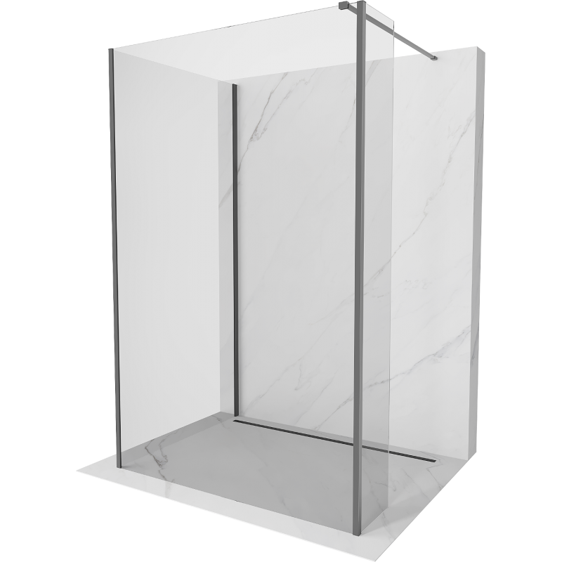 Mexen Kioto sprchová stena Walk-in 120 x 85 x 40 cm, transparentná, gun metal - 800-120-085-221-95-00-040