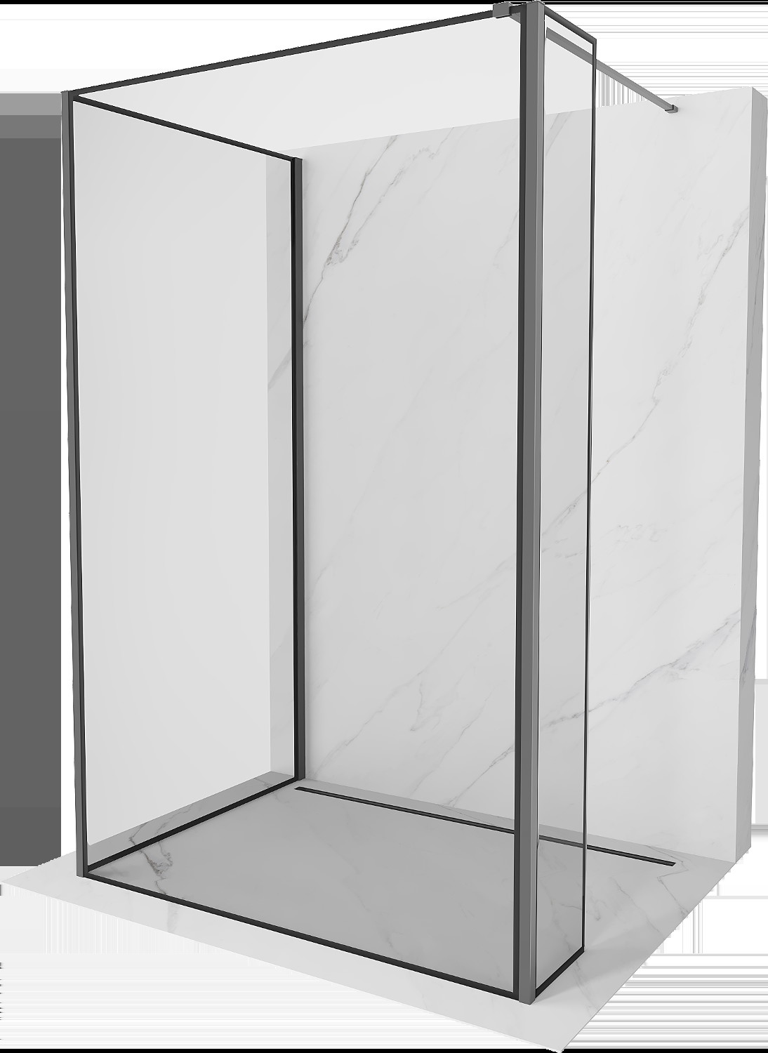 Mexen Kioto sprchová stena Walk-in 130 x 80 x 30 cm, čierny vzor, gun metal - 800-130-080-221-95-70-030