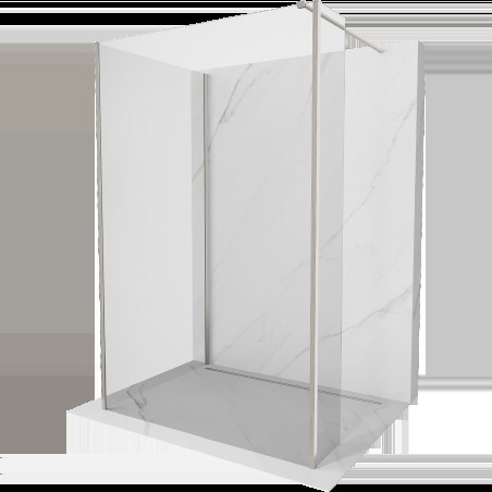 Mexen Kioto sprchová stena Walk-in 120 x 80 x 30 cm, transparentná, brúsený nikel - 800-120-080-221-97-00-030