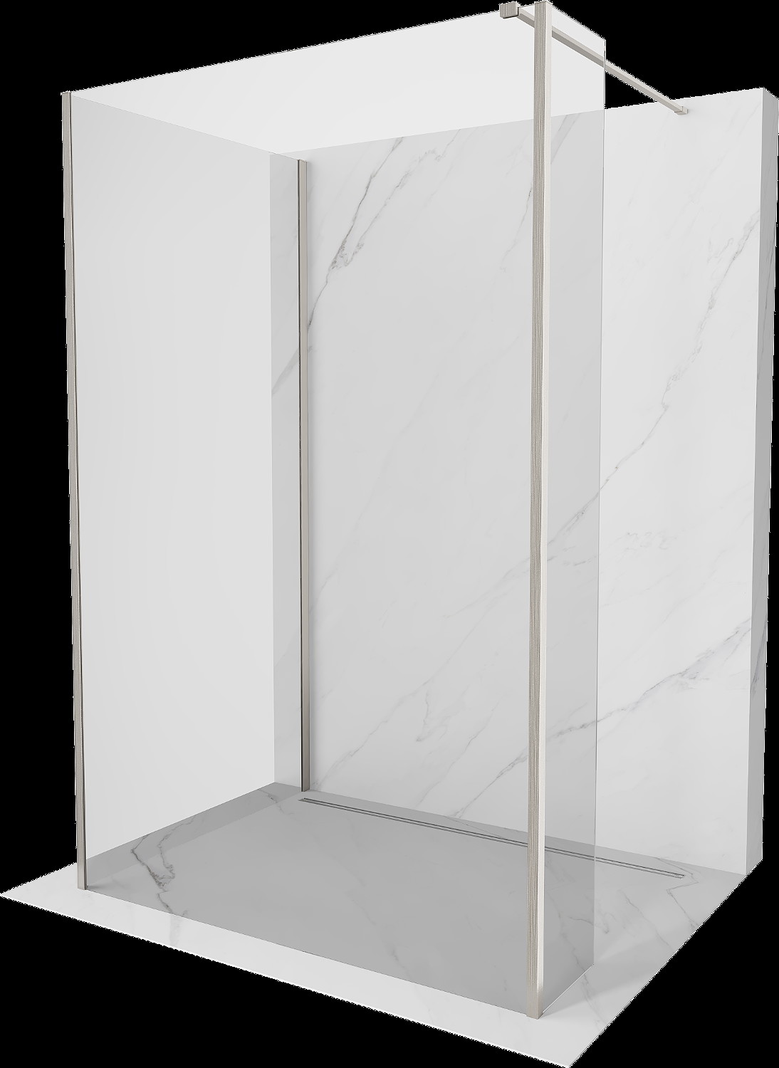 Mexen Kioto sprchová stěna Walk-in 140 x 85 x 30 cm, transparentná, brúsený nikel - 800-140-085-221-97-00-030