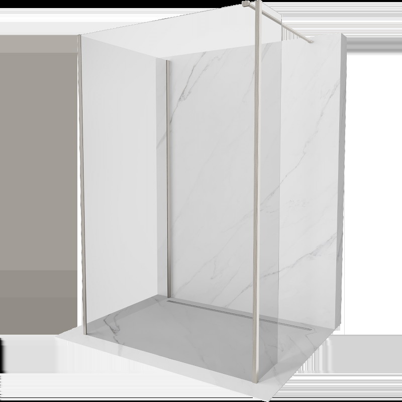 Mexen Kioto sprchová stena Walk-in 130 x 90 x 30 cm, transparentná, brúsený nikl - 800-130-090-221-97-00-030