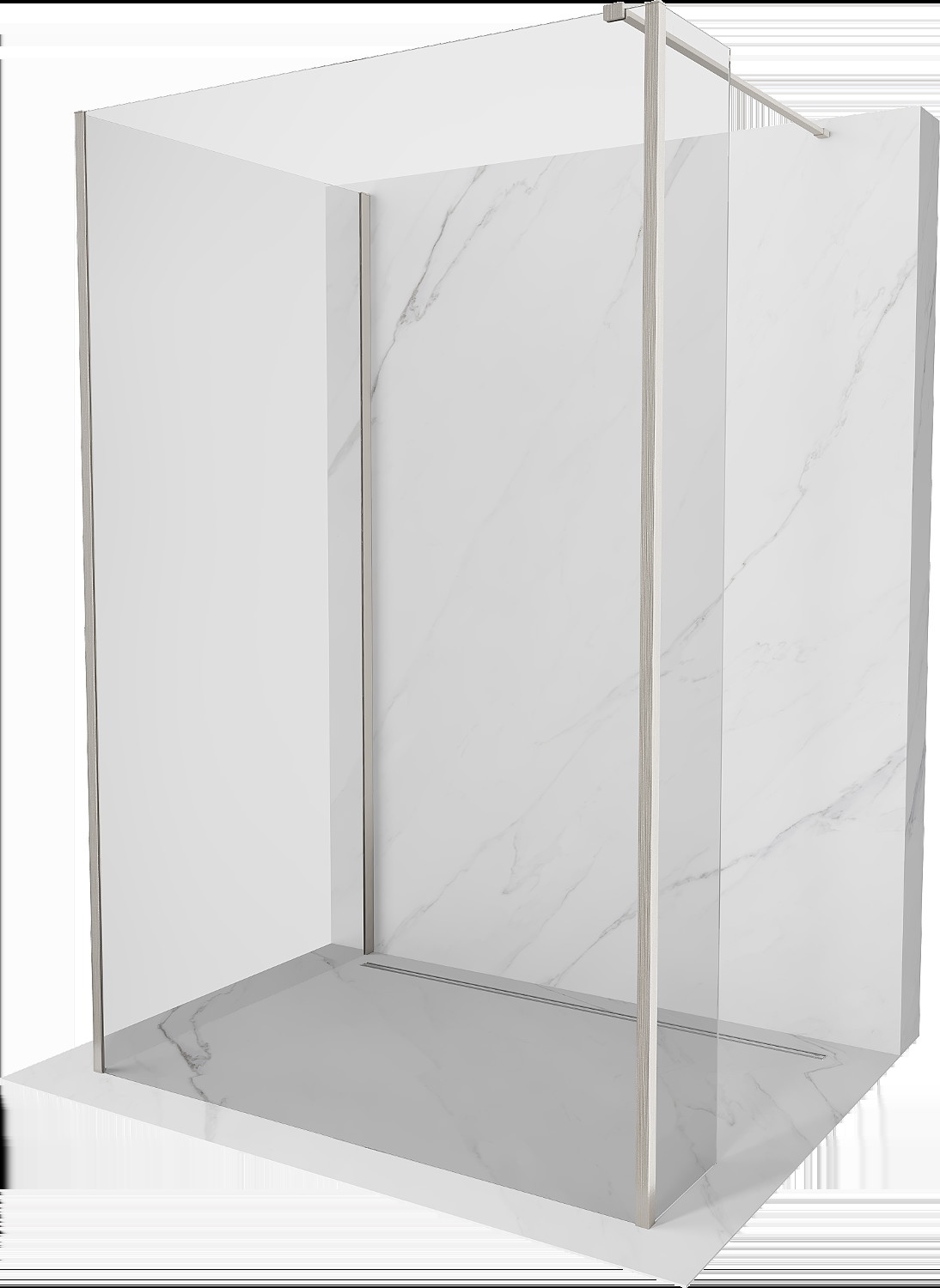 Mexen Kioto sprchová stena Walk-in 130 x 90 x 30 cm, transparentná, brúsený nikl - 800-130-090-221-97-00-030