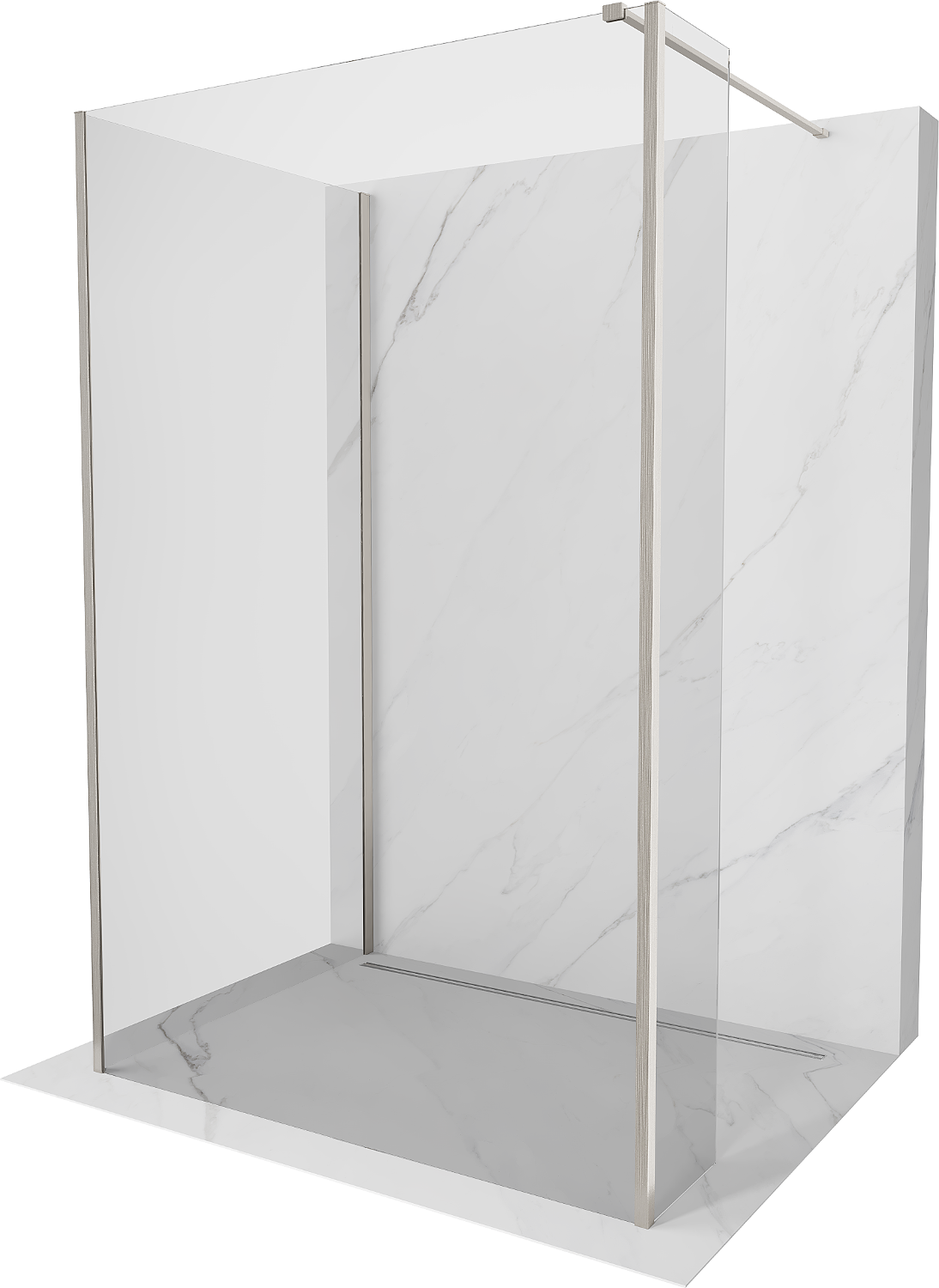 Mexen Kioto sprchová stěna Walk-in 95 x 90 x 30 cm, transparentní, kartáčovaný nikl - 800-095-090-221-97-00-030