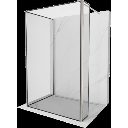 Mexen Kioto sprchová stěna Walk-in 100 x 90 x 30 cm, černý vzor, kartáčovaný nikl - 800-100-090-221-97-70-030