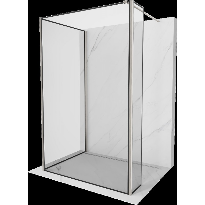 Mexen Kioto sprchová zástena Walk-in 130 x 100 x 40 cm, čierny vzor, brúsený nikl - 800-130-100-221-97-70-040