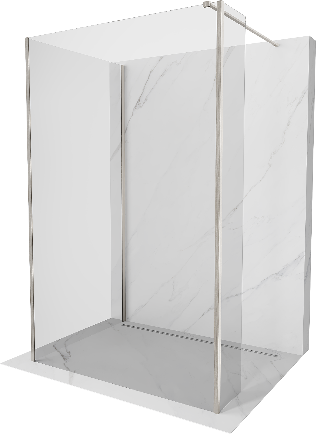 Mexen Kioto sprchová stena Walk-in 125 x 120 x 40 cm, transparentná, brúsený nikel - 800-125-120-221-97-00-040