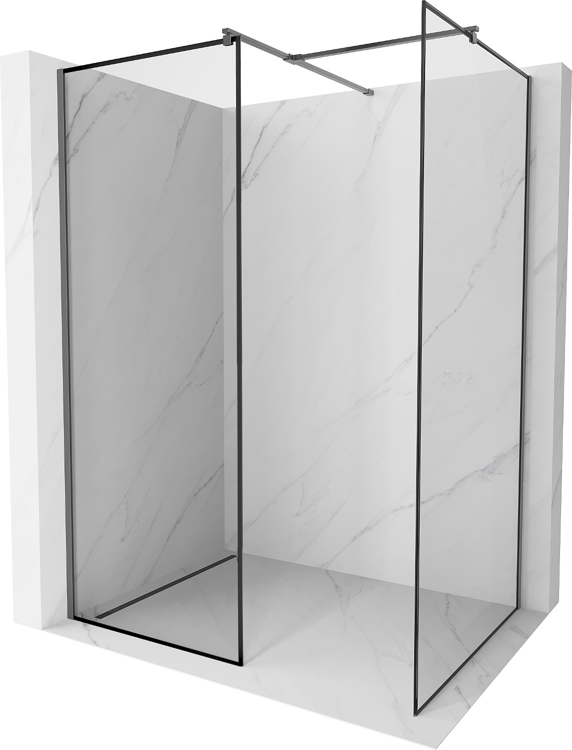 Mexen Kioto sprchová stěna Walk-in 100 x 80 cm, černý vzor, gun metal - 800-100-202-95-70-080