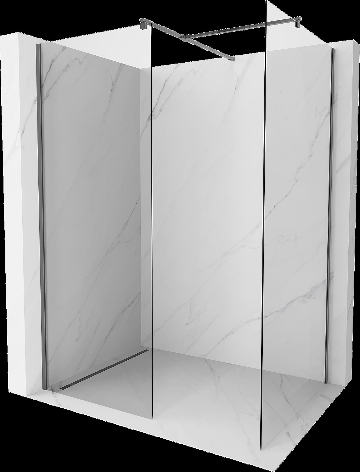 Mexen Kioto sprchová stena Walk-in 150 x 115 cm, transparentná, gun metal - 800-150-202-95-00-115