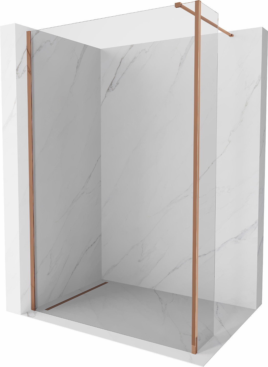 Mexen Kioto zástena sprchová Walk-in 145 x 30 cm, transparentná, ružové zlato - 800-145-212-60-00-030