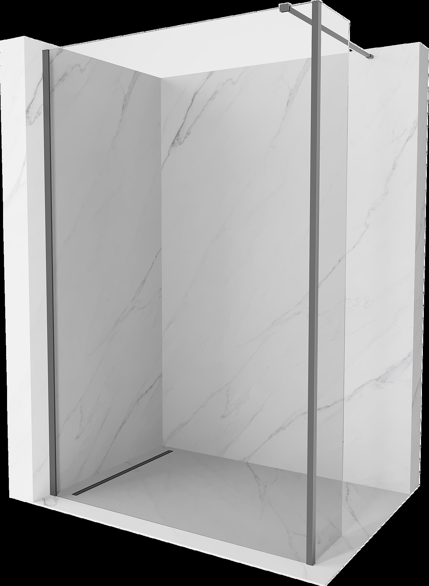 Mexen Kioto sprchová stena Walk-in 90 x 30 cm, transparentná, gun metal - 800-090-212-95-00-030