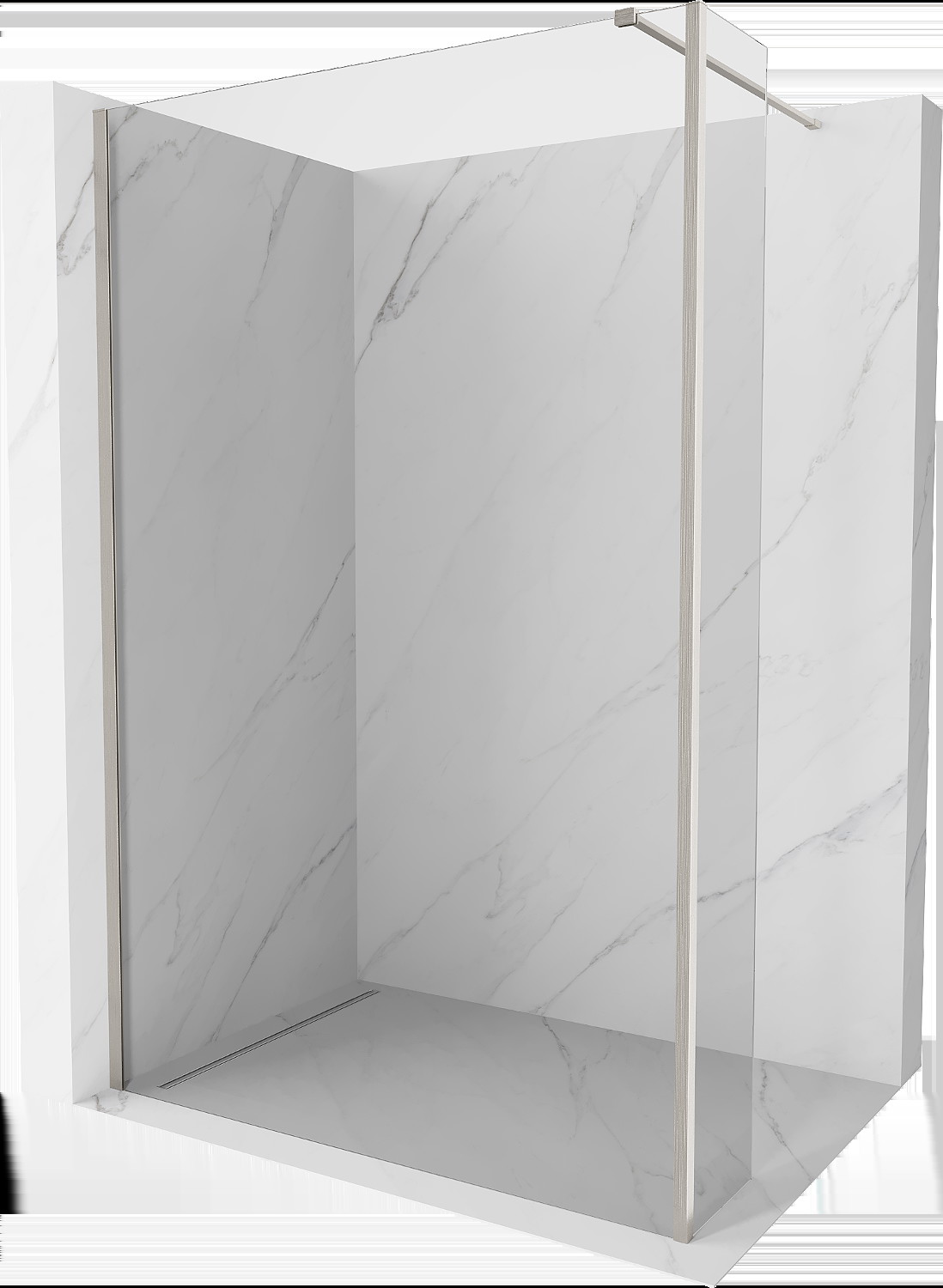 Mexen Kioto sprchová stena Walk-in 105 x 40 cm, transparentná, brúsený nikel - 800-105-212-97-00-040