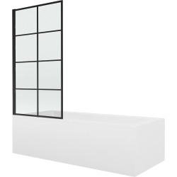 Mexen Vega obdĺžniková vaňa 150 x 70 cm s obkladom a 1-krídlovou sprchovou zástenou 80 cm, čierny vzor - 550115070X9308017077