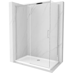 Mexen Omega sprchová kabína, posuvné dvere 130 x 70 cm, transparentnéné, chrómová + závesný bidet Flat - 825-130-070-01-00-4010