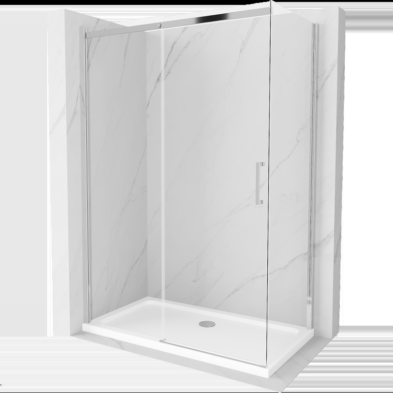 Mexen Omega sprchová kabína, posuvné dvere 130 x 70 cm, transparentnéné, chrómová + závesný bidet Flat - 825-130-070-01-00-4010