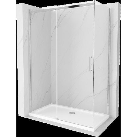 Mexen Omega sprchová kabína, posuvné dvere 130 x 70 cm, transparentnéné, chrómová + závesný bidet Flat - 825-130-070-01-00-4010