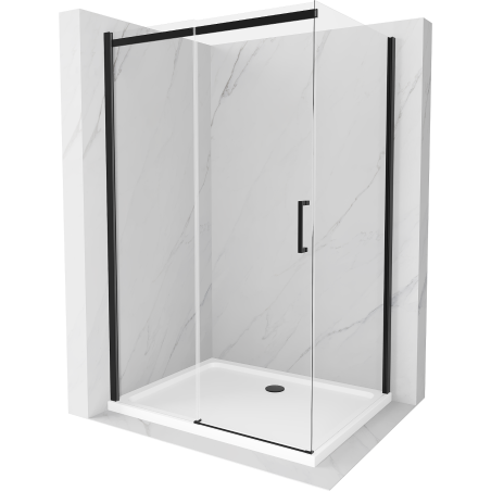 Mexen Omega sprchová kabína, posuvné dvere 100 x 80 cm, transparentnéné, čierna + závesný bidet Flat, biela