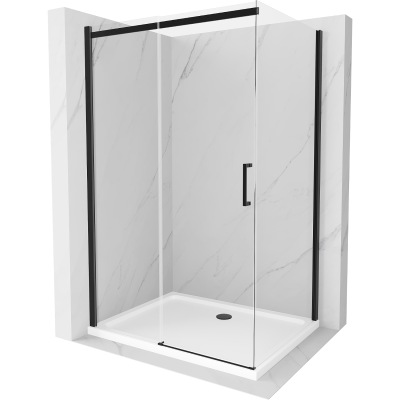 Mexen Omega sprchová kabína, posuvné dvere 100 x 90 cm, transparentnéné, čierna + závesný bidet Flat, biela