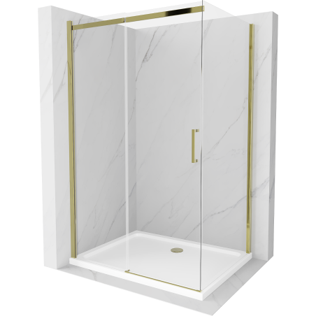 Mexen Omega sprchová kabína, posuvné dvere 110 x 70 cm, transparentnéné, zlatá + závesný bidet Flat - 825-110-070-50-00-4010