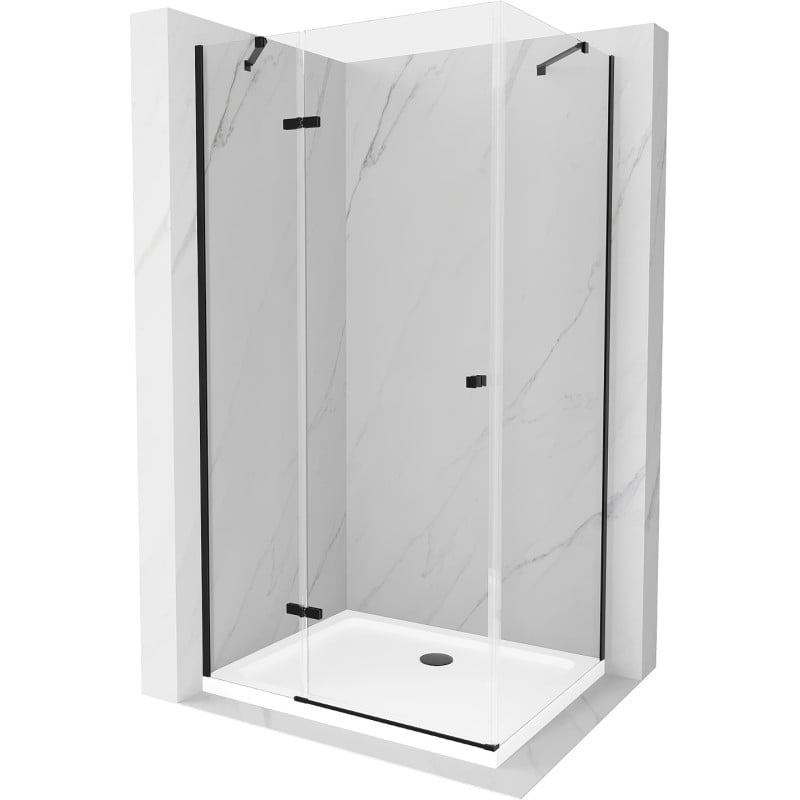 Mexen Roma sprchová kabína, kyvné dvere 80 x 70 cm, transparentnéné, čierna + závesný bidet Flat, biela- 854-080-070-70-00-4010B