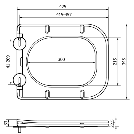 Mexen pomaly klesajúca doska slim, duroplast, čierna - 39060185