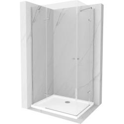 Mexen Roma Duo sprchová kabína, kyvné dvere 80 x 70 cm, transparentnéné, chrómová + závesný bidet Flat - 854-080-070-01-02-4010