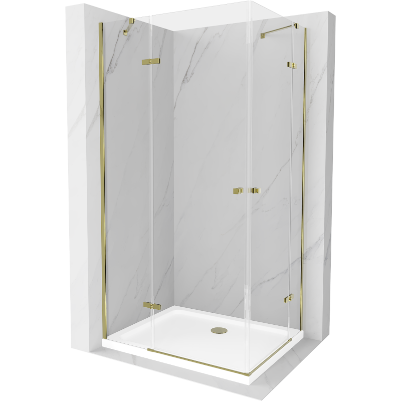 Mexen Roma Duo sprchová kabína, kyvné dvere 90 x 80 cm, transparentnéné, zlatá + závesný bidet Flat - 854-090-080-50-02-4010G