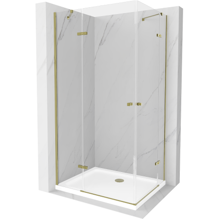 Mexen Roma Duo sprchová kabína, kyvné dvere 90 x 80 cm, transparentnéné, zlatá + závesný bidet Flat - 854-090-080-50-02-4010G