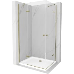 Mexen Roma Duo sprchová kabína, kyvné dvere 100 x 90 cm, transparentnéné, zlatá + závesný bidet Flat - 854-100-090-50-02-4010G